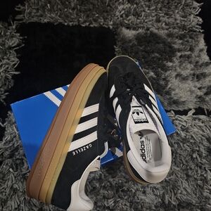Adidas Gazelle Black and White with Gum Sole